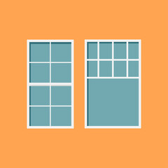 window on a wall. vector flat interior of home room. House window. set windows. illustration