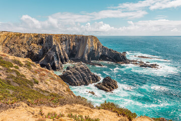 Fototapeta na wymiar Cabo Sardão. Between Almograve and Zambujeira do Mar is the westernmost point of the Alentejo coast.