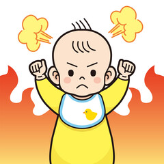 怒る赤ちゃん　輪郭線あり