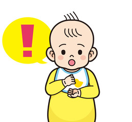 納得する赤ちゃん　輪郭線あり