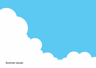 シンプルな夏空の背景イラスト素材 ベクター 夏雲 入道雲