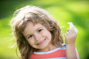 Kids portrait, close up head of cute child.