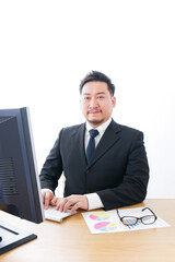 Businessman enjoying working