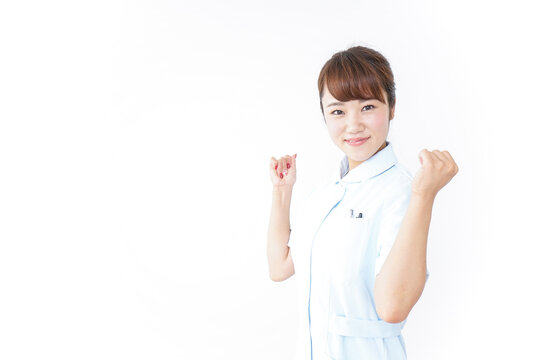 Nurse pumping her fist