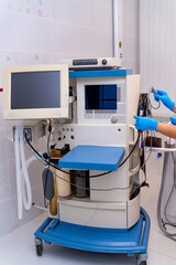 Interior of modern stomatology room with new technologies. Clean sterile dental office.