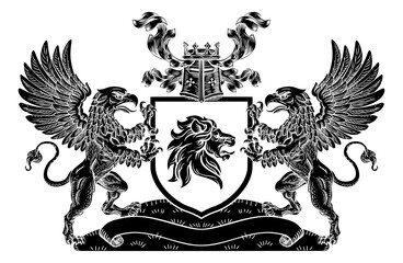 Crest Lion Griffin or Griffon Coat of Arms Shield