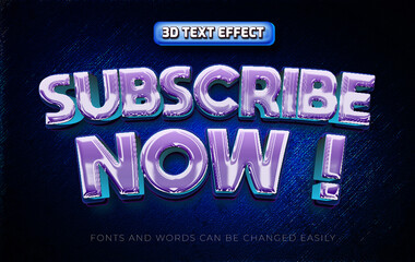 Naklejka na ściany i meble Subscribe channel 3d editable text effect style
