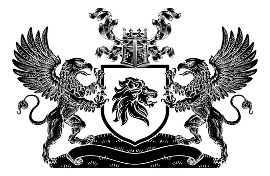 Crest Lion Griffin or Griffon Coat of Arms Shield