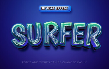 Beach surfer 3d editable text effect style