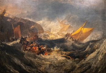 naufragio de un carguero, , Turner, Joseph Mallord William Turner, inglaterra, 1810, oleo sobre...