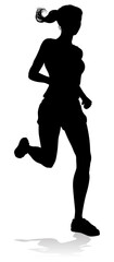 Silhouette Runner Woman Sprinter or Jogger Person