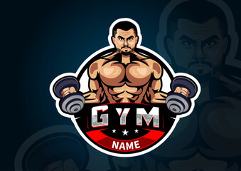 Logo Mascot GYM | bodybuilder man