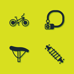 Set Bicycle, suspension, seat and lock icon. Vector