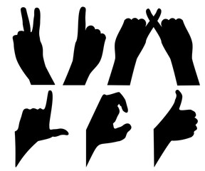 Set of Hand Gestures, symbols and expression for latin numbers