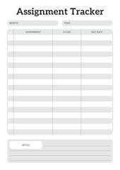 Black and White Assignment Tracker