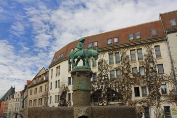 Fototapeta na wymiar Donkey's fountain in Halle (Saale), Germany