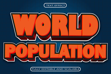World Population Editable Text Effect 3D Emboss  Modern Style