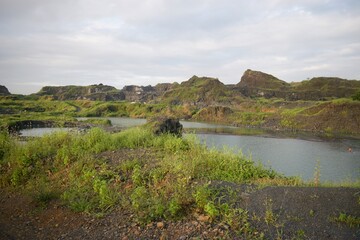 Landscape with lake and sky 