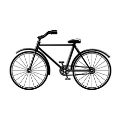 Fototapeta na wymiar Silhouette of a bicycle on a white background isolated, eco-friendly transport for everyday riding and recreation, vector illustration