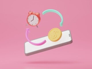 A 3D rendering Pictures showing various business operations on a mobile phone.