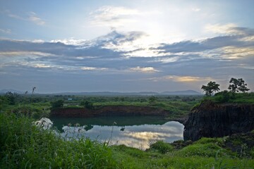 Landscape with lake and sky 