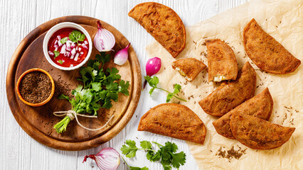 empanadas, fried hand pie with boiled egg filling