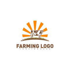 Cow logo vector illustration. Farm milk emblem. Dairy product logo symbol.