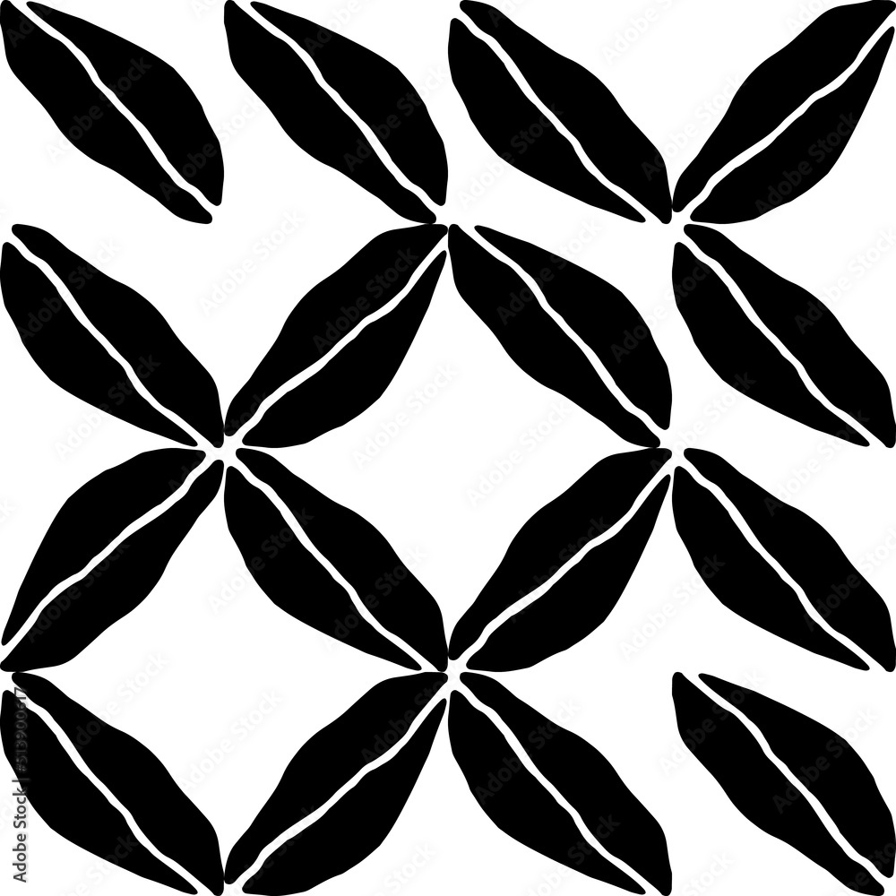 Poster abstract flower elements vector seamless pattern. simple repeat in black on white background.