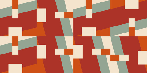 Modern vector abstract  geometric background with rectangles and squares  in retro scandinavian style. Pastel colored simple shapes graphic diagonal pattern. Abstract mosaic artwork.