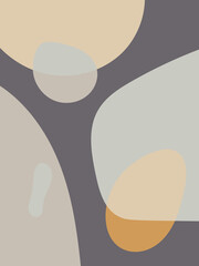 Abstract shapes background. Circles and lines in pastel colors. Minimalist illustration in Scandinavian style.