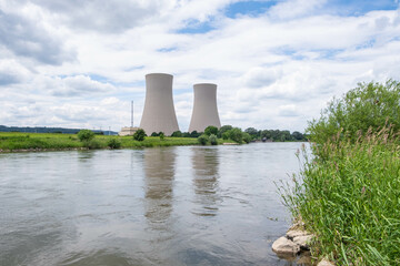 Fototapeta premium Green landscape and nuclear power plant