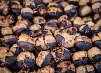 heap of the roasted chestnuts