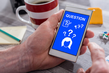 Question concept on a smartphone