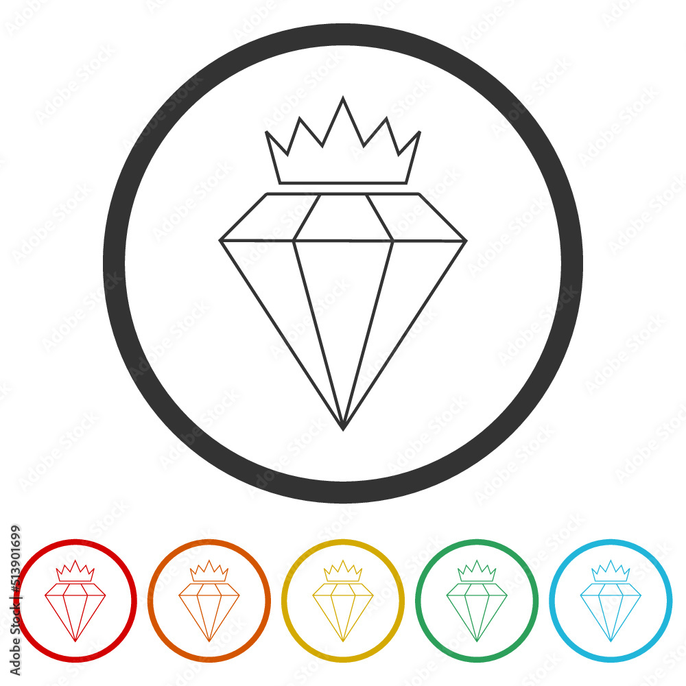 Poster diamond icons in color circle buttons