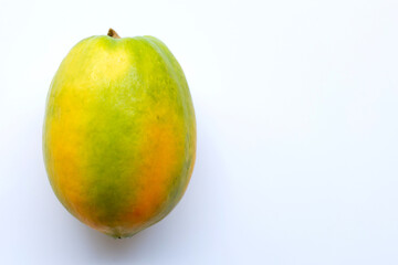Papaya fruit on a white background.