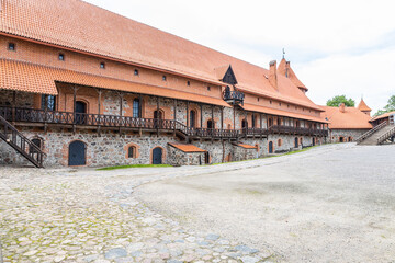 Fototapeta premium Courtyard of Trakai Castle. Trakai, Lithuania 10 June 2022