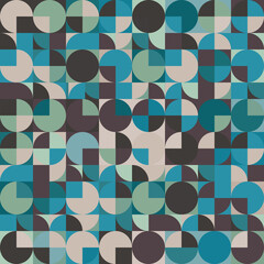 Abstract seamless pattern with circles. Vintage background in cool colours