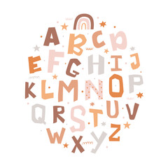 Bohemian alphabet poster for kids