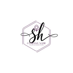 SH signature logo template vector