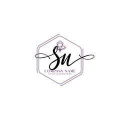 SN signature logo template vector
