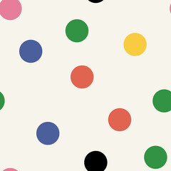 Abstract seamless pattern with vintage colorful circles. Round corner geometric shapes.