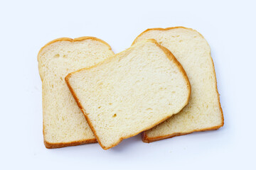 Sliced of bread on white background.