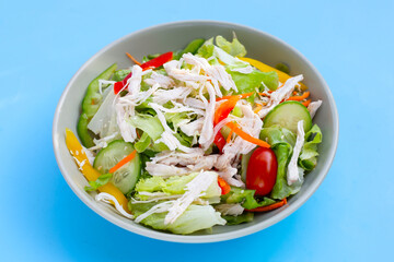 Salad with shredded chicken and vegetables