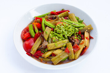 Lotus stem spicy salad. Thai food recipes