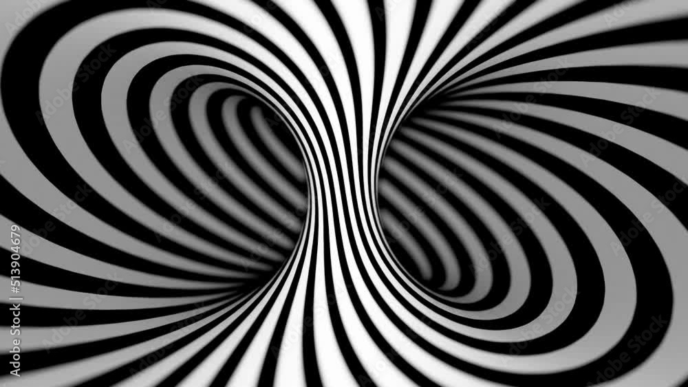 Aufkleber seamless looping hd 3d animation of shaded torus inside view with hypnotic stripes and depth of fiel