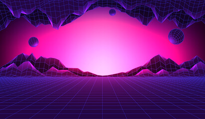 Banner of concept of technology metaverse. Concept of virtual digital reality. Simulation of network futuristic world. Future digital metaverse. 3d vector illustration. Innovation global technology.