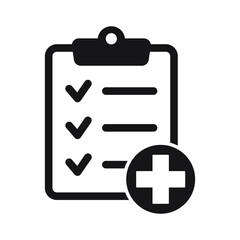 Medical checklist icon, medical report vector icon.