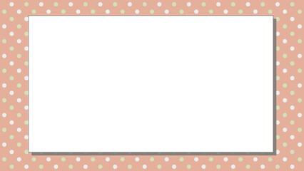 ポップなドットストライプ柄の背景に解説用の枠のある背景フレームイラスト