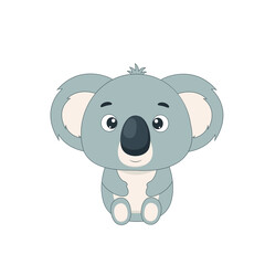 Australian koala isolated on white background. Vector illustration for design and print