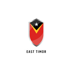 Fototapeta premium Flag of East Timor with shield shape icon flat vector illustration
